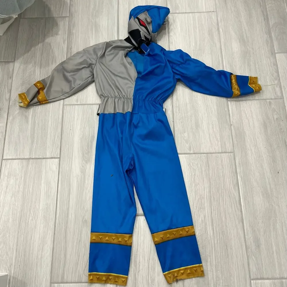 Disguise Power Rangers Dino Fury Blue Ranger Muscle Costume Kids Size Small 4-6